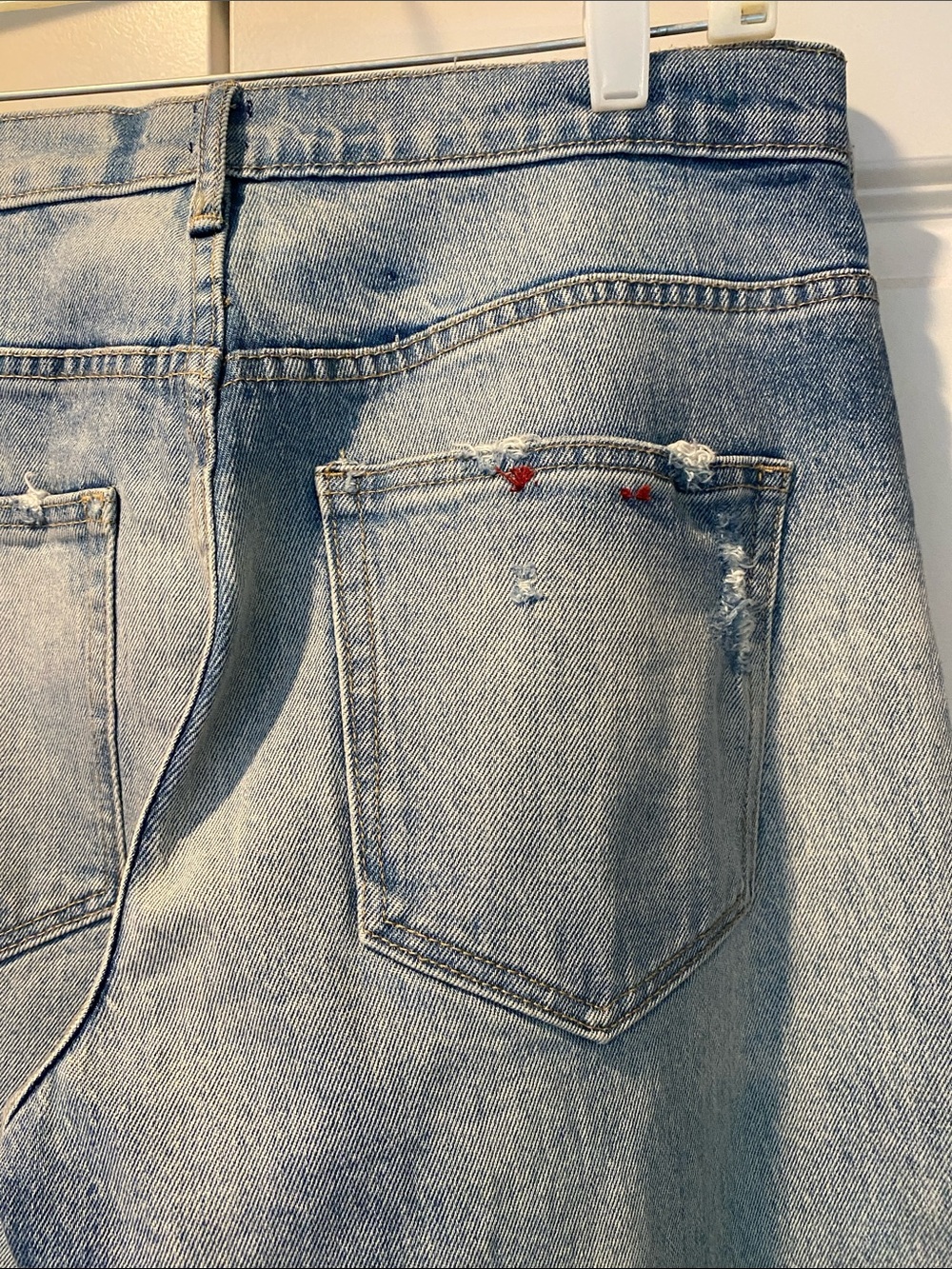 GAP Cone Denim, Light Blue, Distressed, High Waist, Straight Leg Jeans. Size 29 - Picture 5 of 9